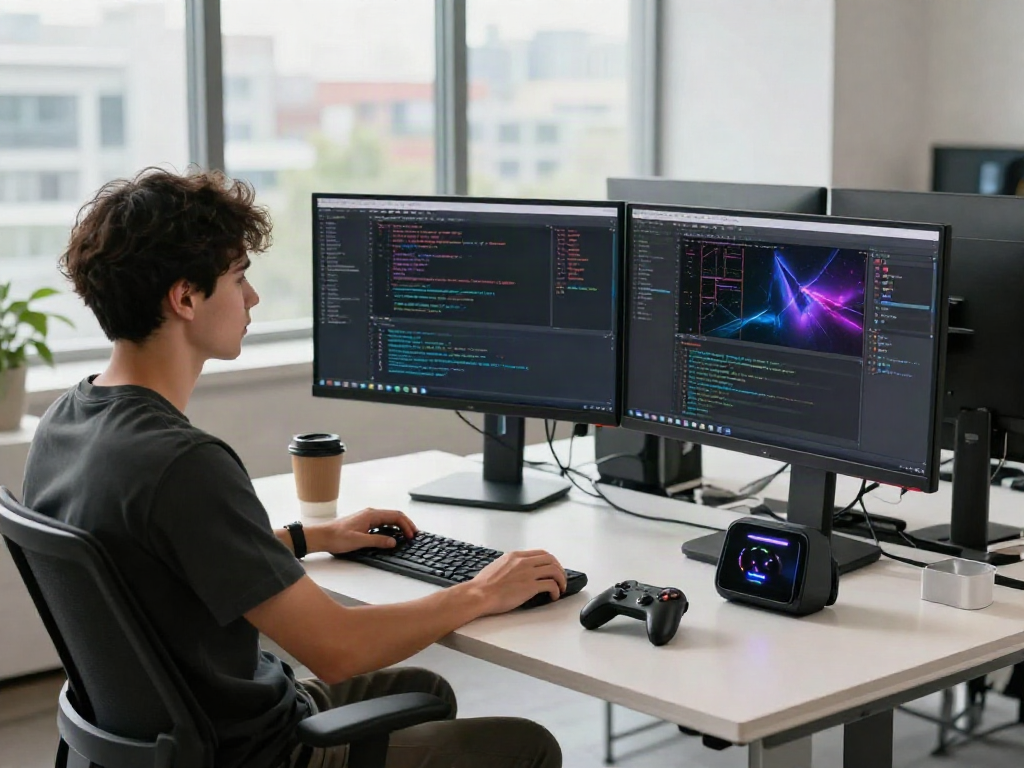快连解决方案的技术开发工作空间,充满现代感和创新氛围。